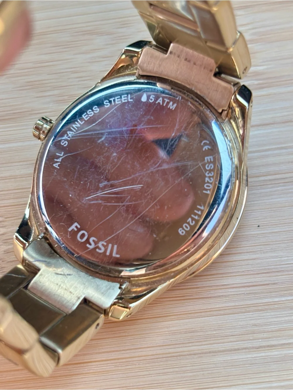Fossil Stella Multi-Function Watch Gold Tone w/ Multicolored Crystal Stones 38mm